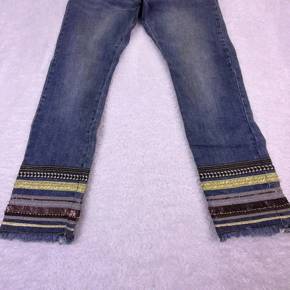 Anthropologie Pilcro & The Letterpress Jeans Embroidered Fringe Boho Slim 28 - Picture 2 of 10
